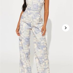 Trendy Newspaper Print Jumpsuit
